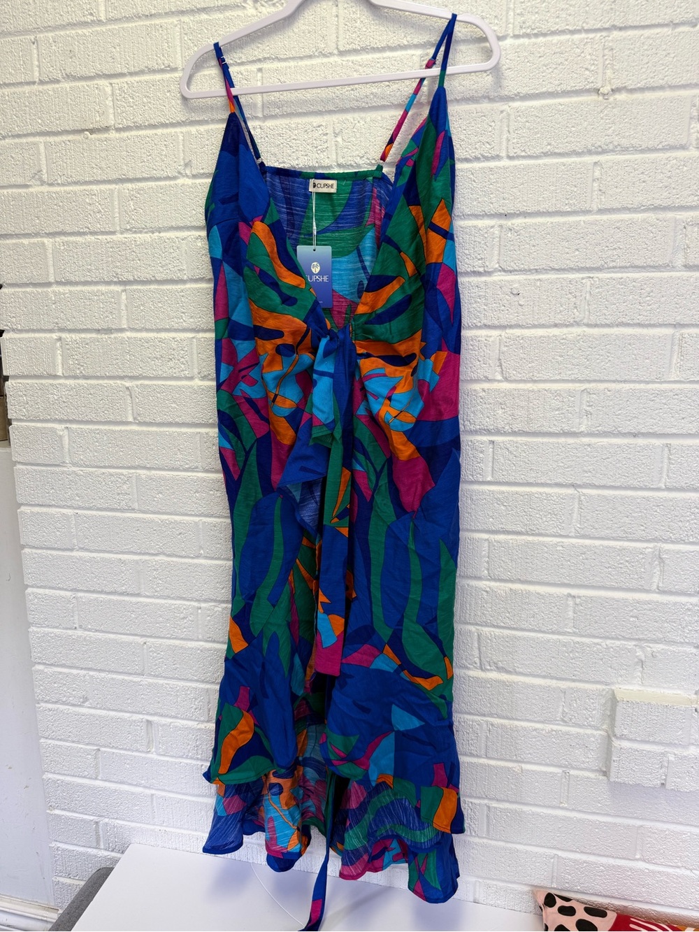 Cupshe Blue Green Orange Tropical Print Maxi Dress Cover Up - Picture 3 of 8